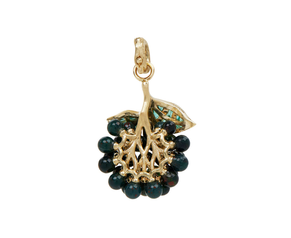 Bloodstone Blackberry and Emerald Leaf Charm ONLY