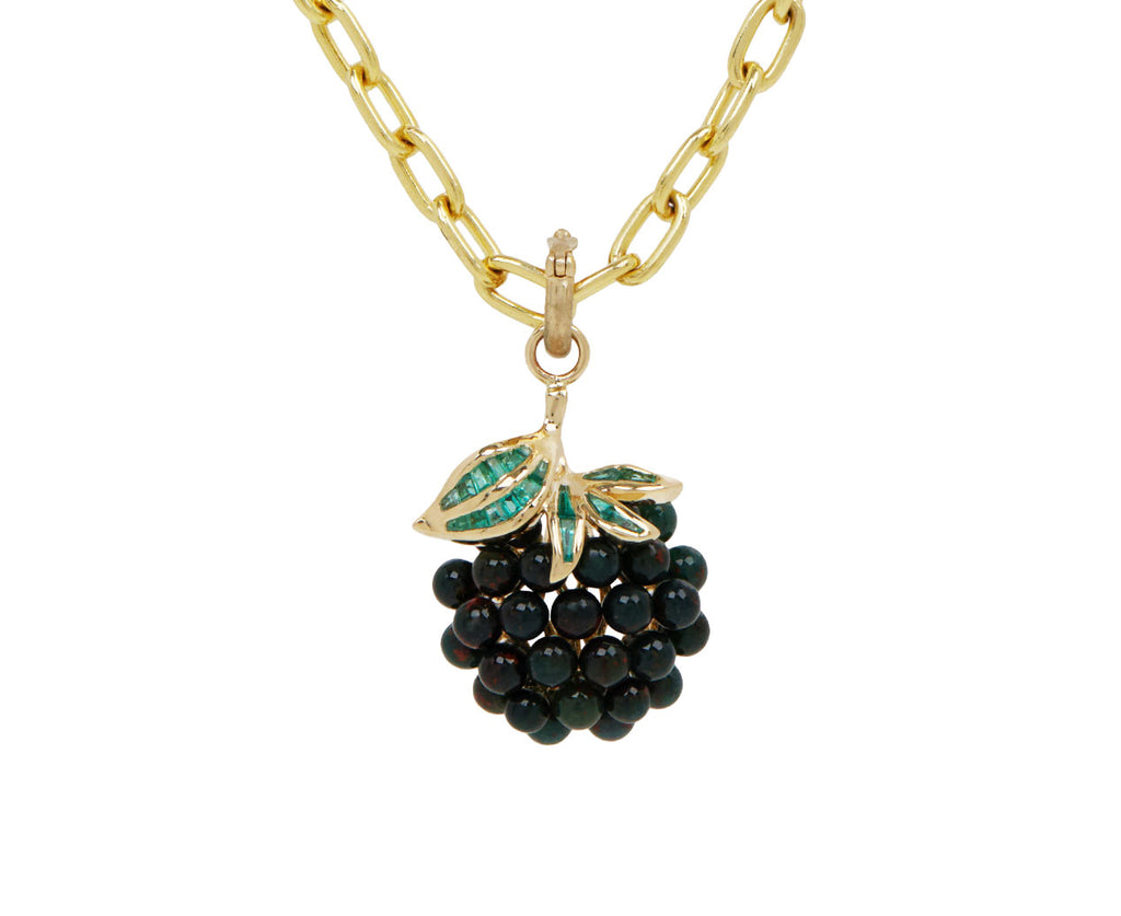 Bloodstone Blackberry and Emerald Leaf Charm ONLY