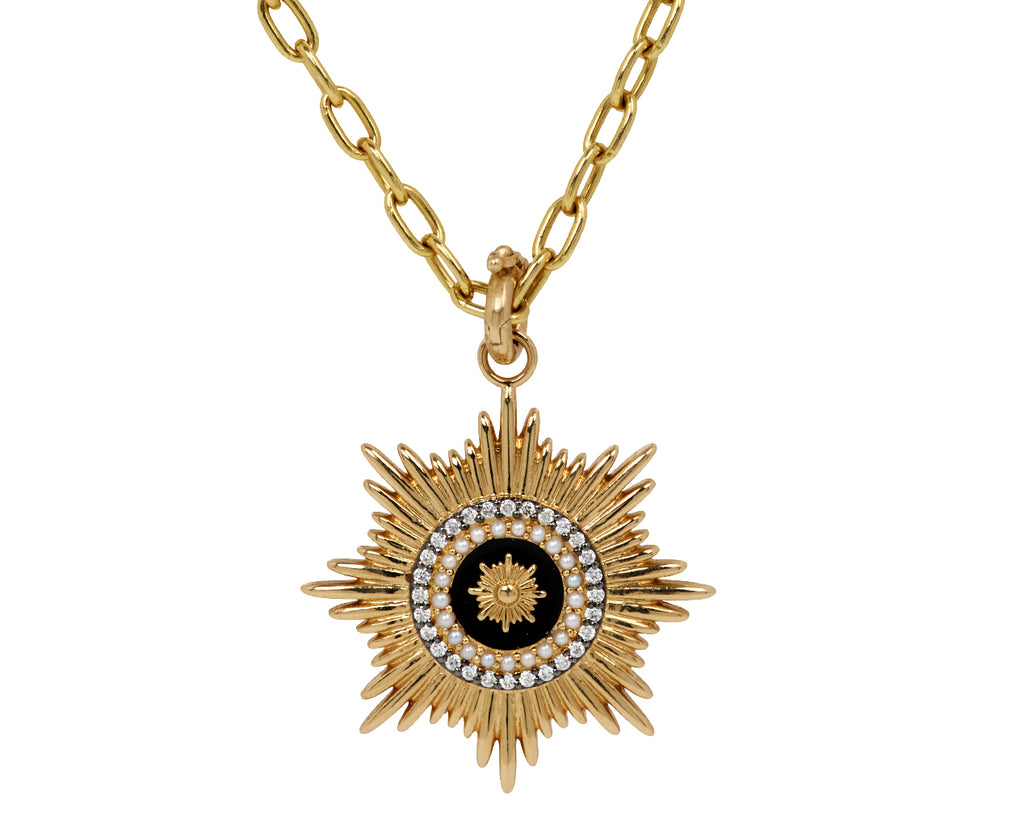 Black Enamel Diamond and Pearl Vale Medallion ONLY