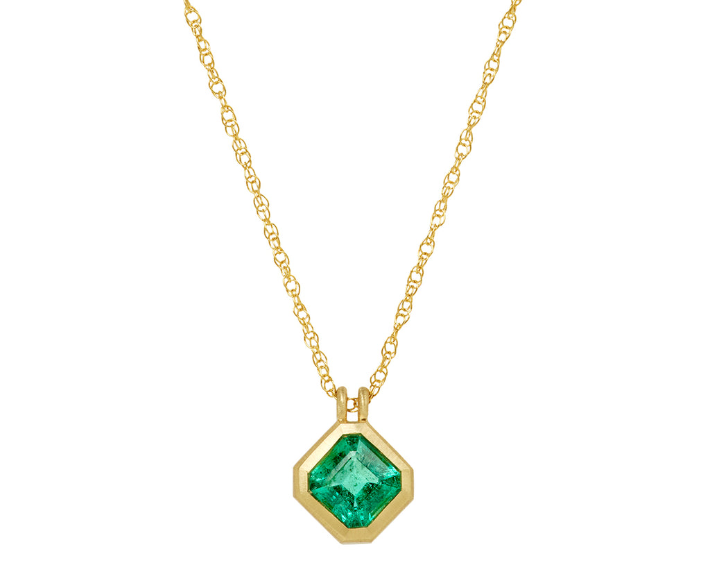 Elizabeth Street Asscher Cut Emerald Pendant Necklace