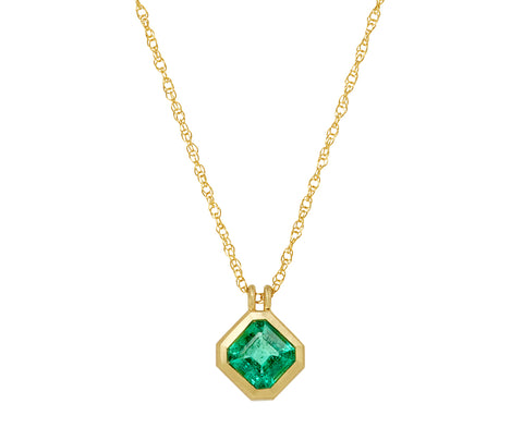 Elizabeth Street Asscher Cut Emerald Pendant Necklace