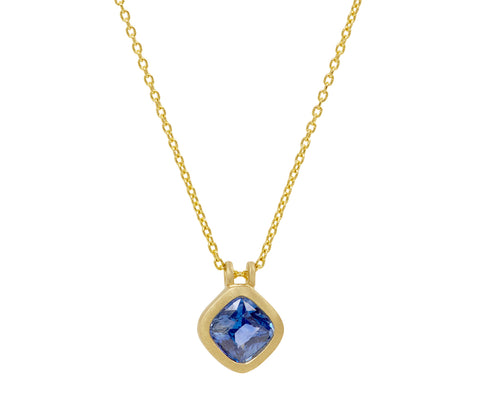 Elizabeth Street Cushion Cut Blue Sapphire Pendant Necklace