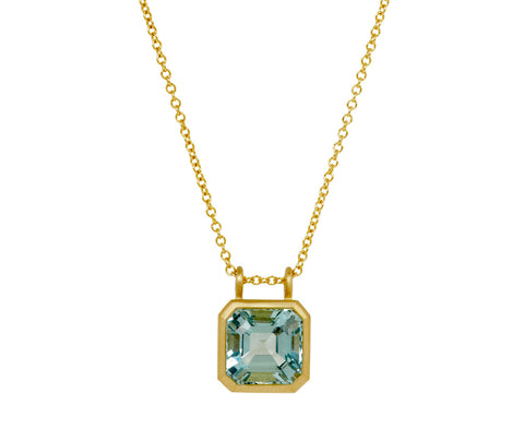 Elizabeth Street Asscher Cut Aquamarine Pendant Necklace
