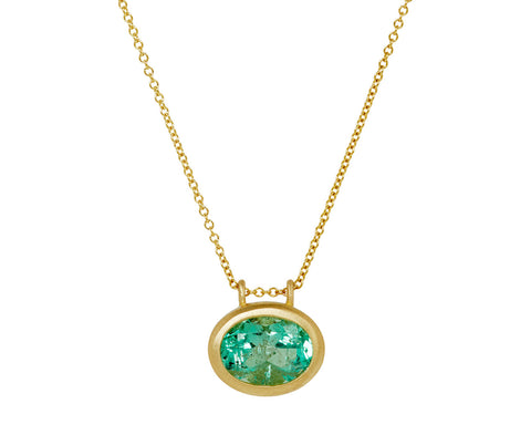 Elizabeth Street East-West Colombian Emerald Pendant Necklace