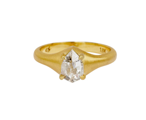 Elizabeth Street Rose Cut Salt and Pepper Diamond Signet Ring