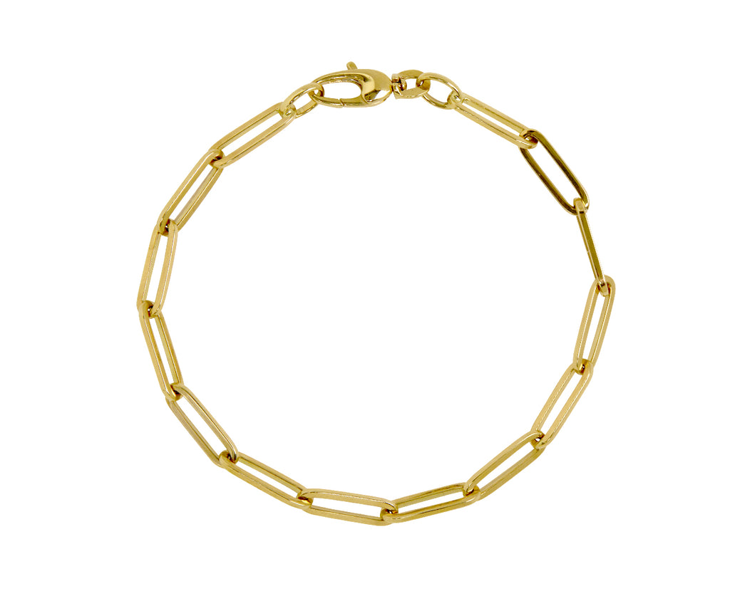 Stephanie Windsor 7" Gold Solid Paperclip Link Bracelet