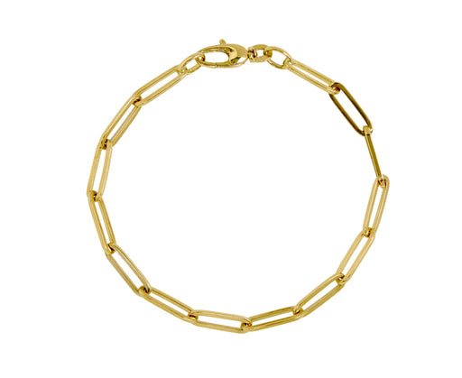 Stephanie Windsor 7" Gold Solid Paperclip Link Bracelet