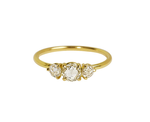 Rose Cut Diamond Three Stone Ring