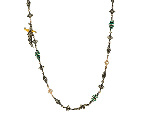 Turquoise Spiral Dagger Closure Chain Necklace - TWISTonline
