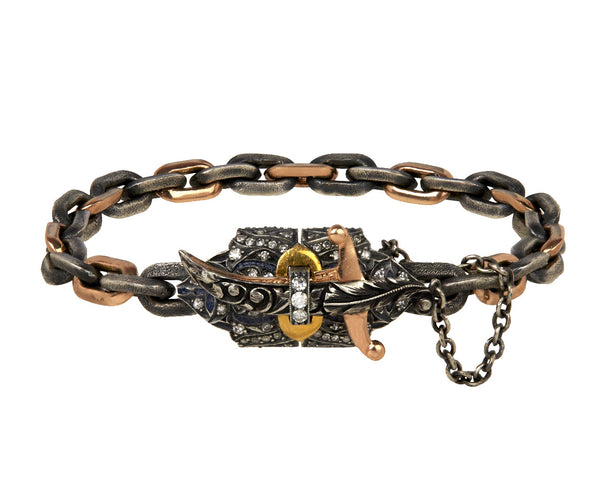 Fancy Diamond Dagger Bike Chain Bracelet