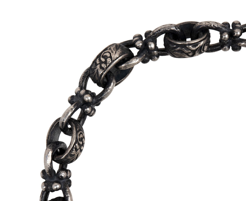 Round Link Bracelet with Blue and Black Diamond Dagger Clasp