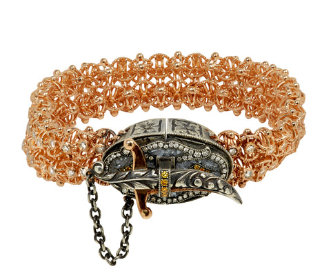 Woven Rose Gold Diamond Chain Dagger Clasp Bracelet - TWISTonline