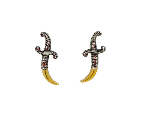 Silver and Sapphire Dagger Earrings