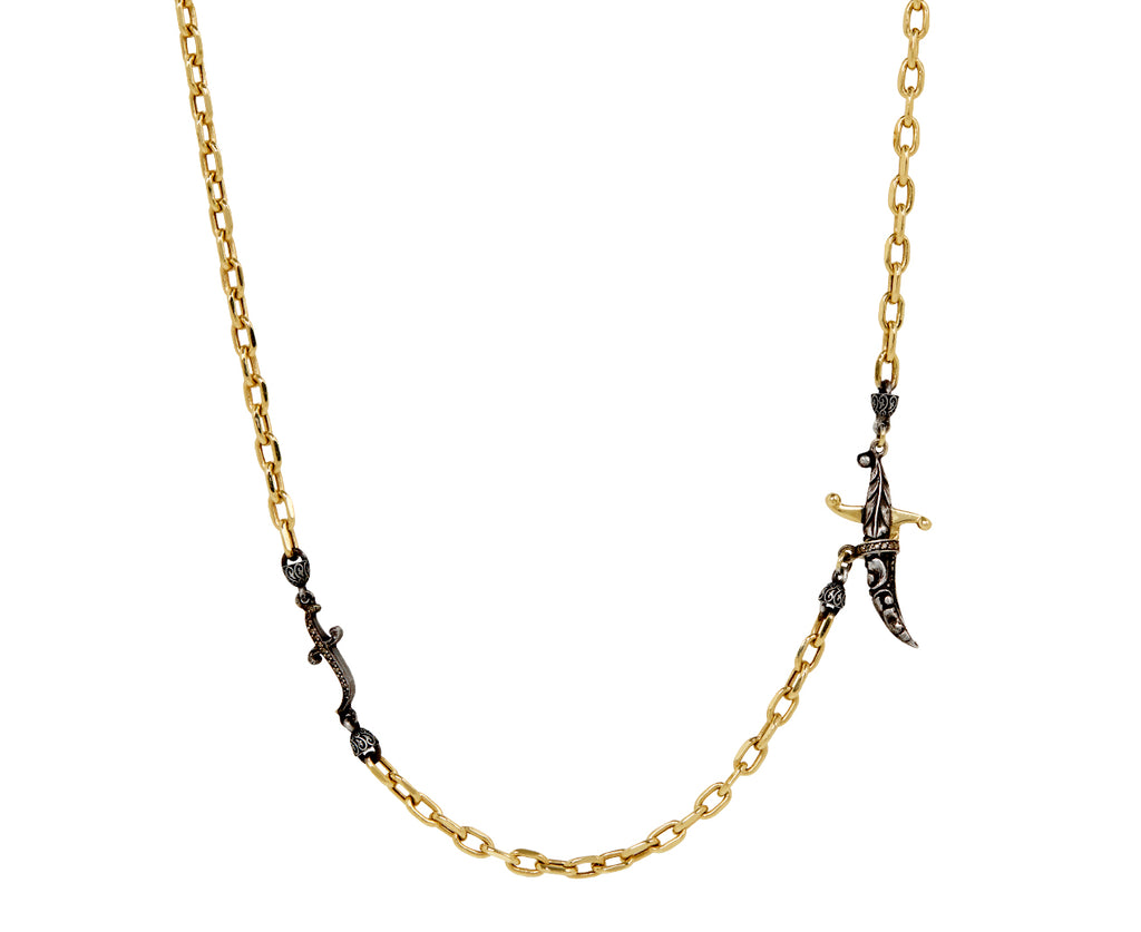 Gold Link and Dagger Clasp Necklace