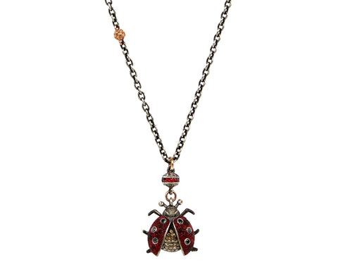 Red Micro Mosaic Ladybug Necklace