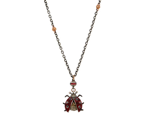 Red Micro Mosaic Ladybug Necklace