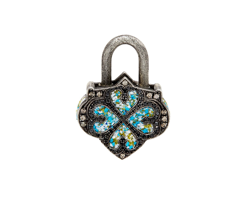 Medium Turquoise Micro Mosaic Padlock Pendant ONLY