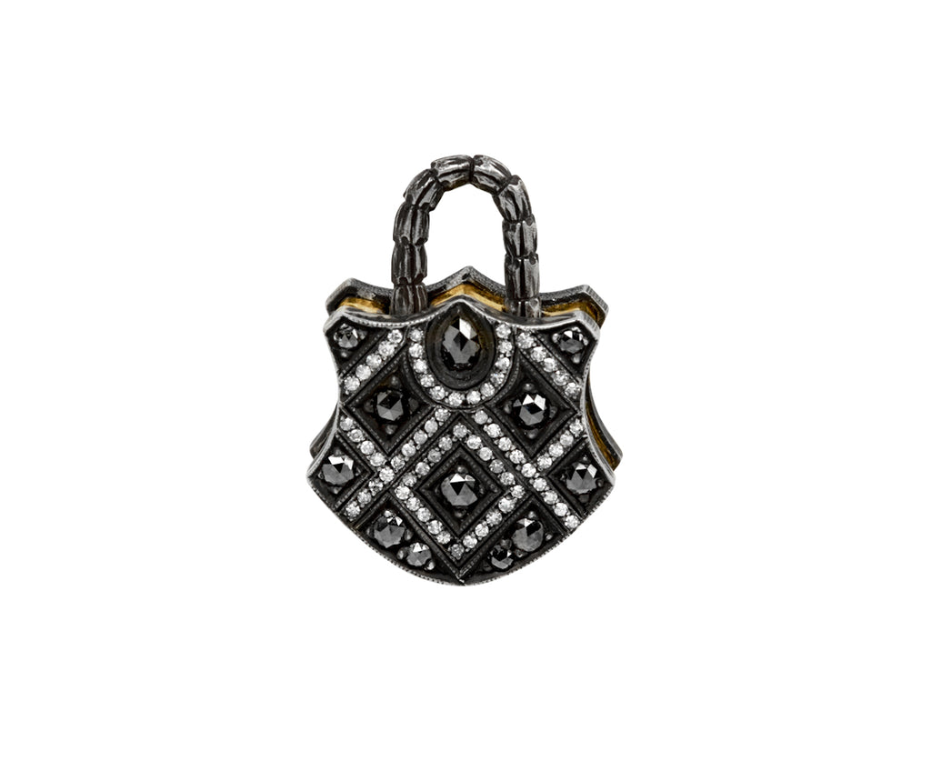 Sevan Bicakci Black and White Diamond Shield Padlock Pendant ONLY