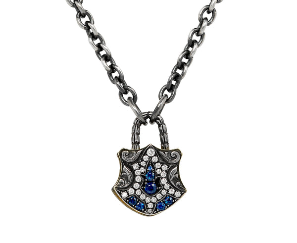 Sevan Bicakci Sapphire and Diamond Shield Padlock Pendant ONLY