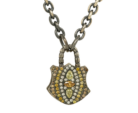 Fancy Diamond Shield Padlock Pendant ONLY