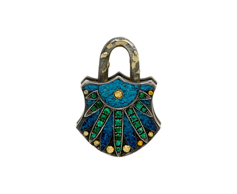 Lapis Micro Mosaic Padlock Pendant ONLY