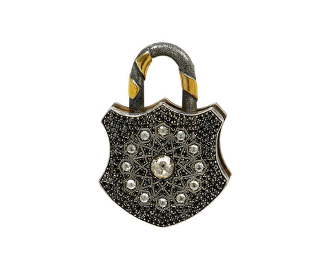 Black and White Diamond Padlock Pendant ONLY