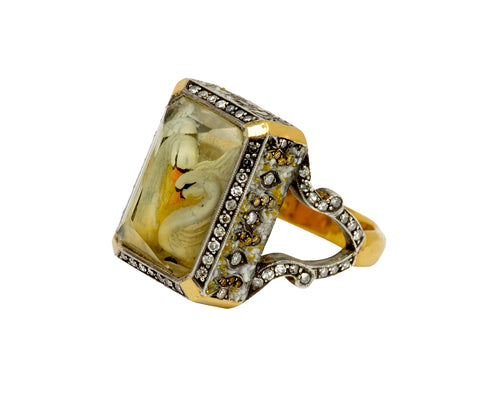 Carved Lemon Quartz Swan Ring - TWISTonline