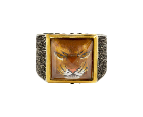 Carved Rock Quartz Tiger Ring - TWISTonline