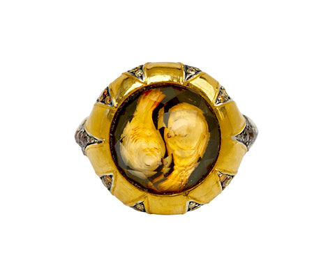 Carved Citrine Love Birds Ring - TWISTonline