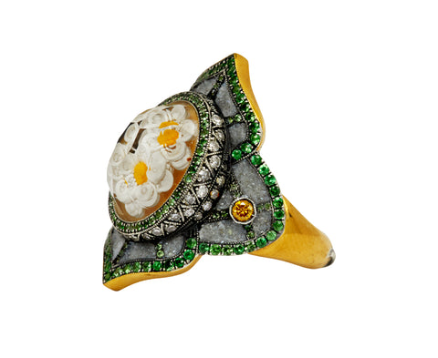 Carved Rock Quartz Daisy Ring - TWISTonline