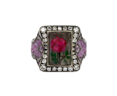 Carved Pink Rose Ring