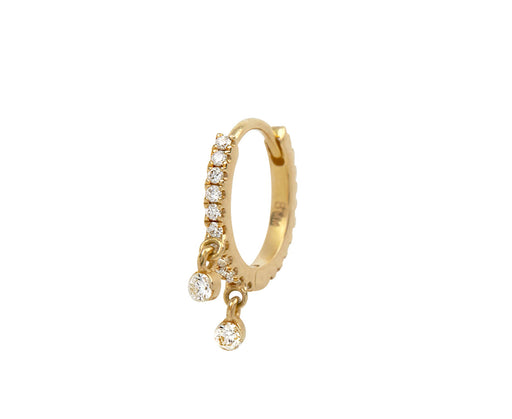 5/16 Yellow Gold Diamond Dangle Eternity SINGLE Hoop