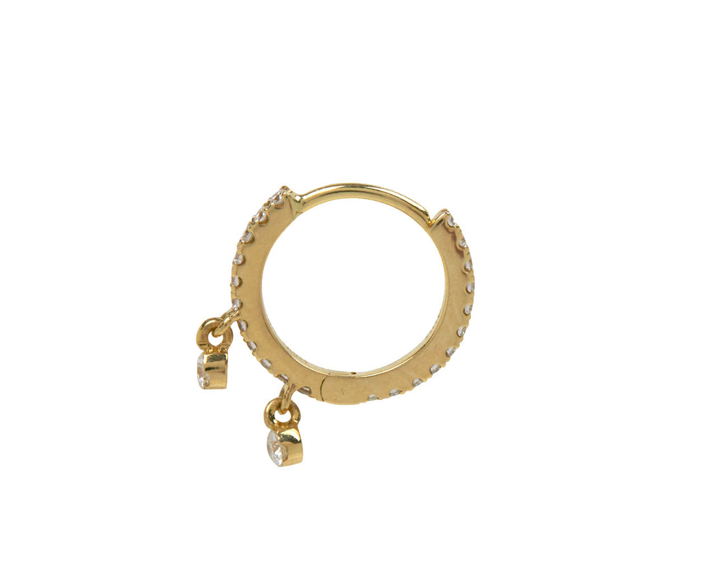 5/16 Yellow Gold Diamond Dangle Eternity SINGLE Hoop