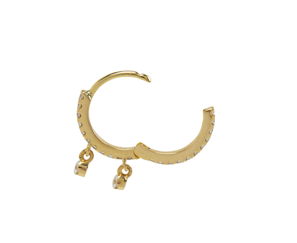 5/16 Yellow Gold Diamond Dangle Eternity SINGLE Hoop