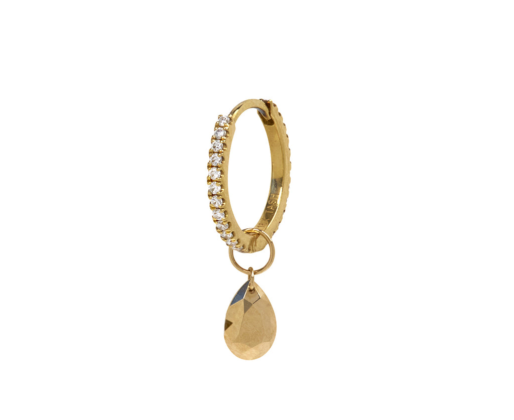 Maria Tash Yellow Gold Faceted Pear Charm ONLY - Closeup on Hoop