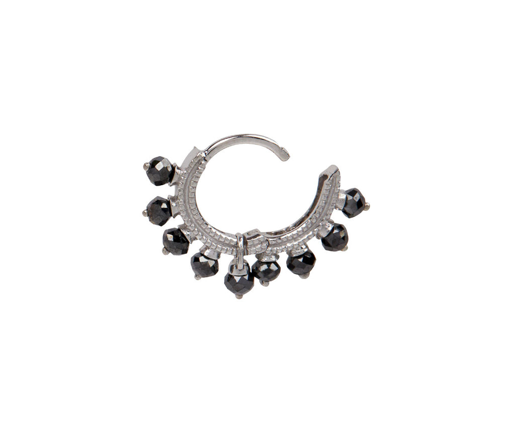 1/4 Black Diamond White Gold Coronet SINGLE Hoop