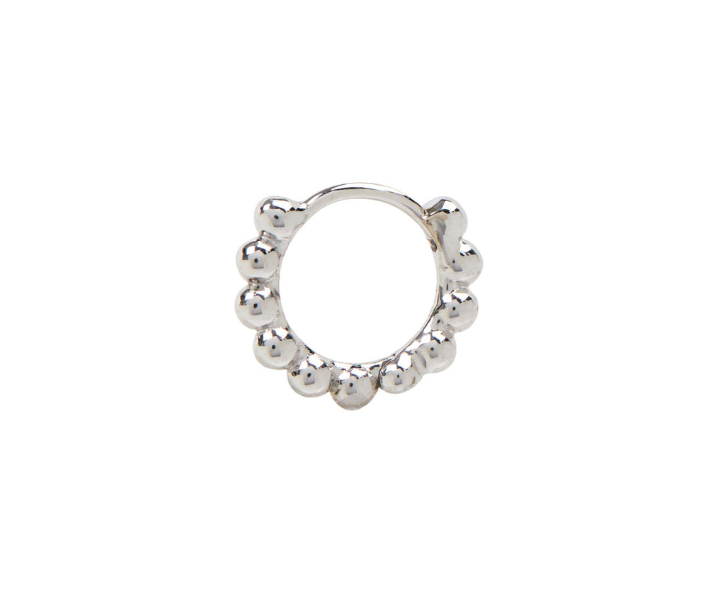 Maria Tash 1/4 White Gold Granulated SINGLE Hoop Earring - Side View