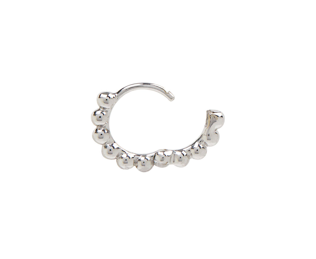 Maria Tash 1/4 White Gold Granulated SINGLE Hoop Earring - Closure