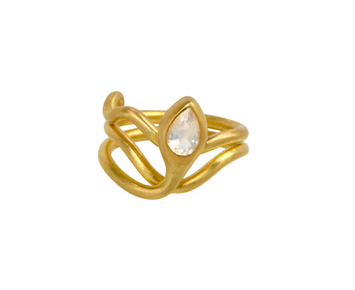 Rainbow Moonstone Snake Ring