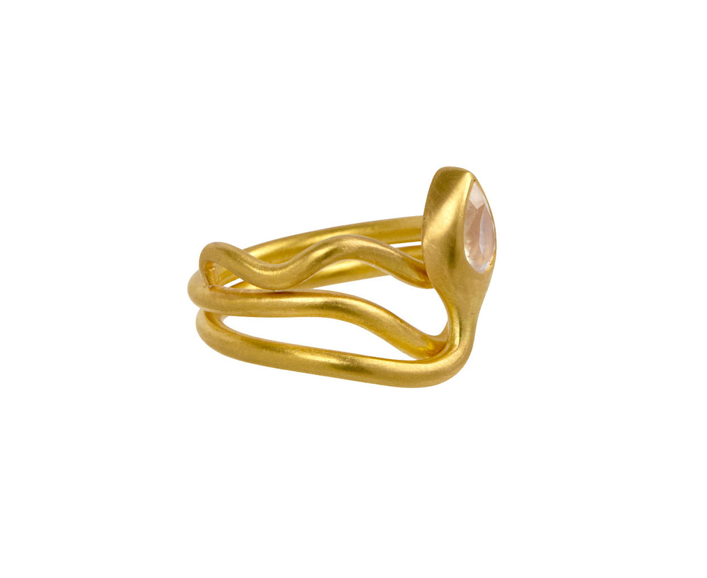 Rainbow Moonstone Snake Ring