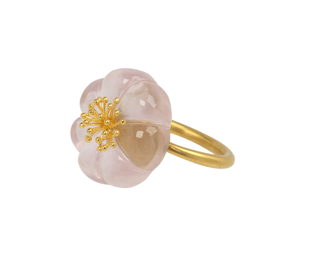 Rose Quartz Plum Blossom Ring
