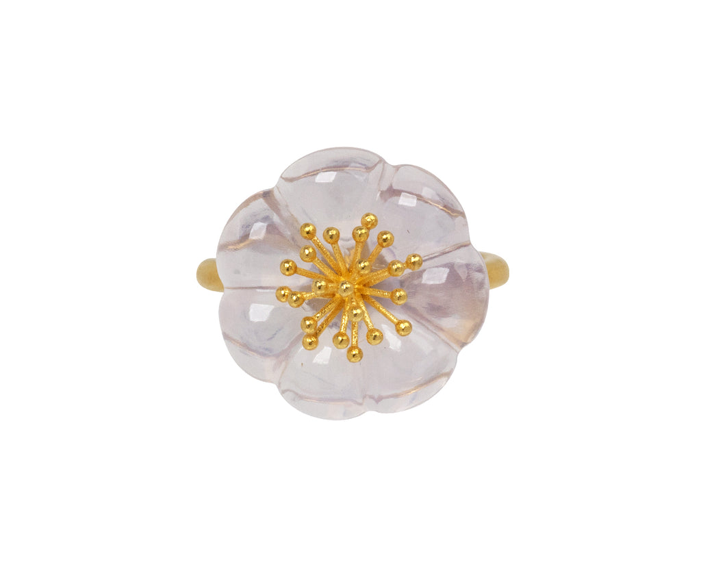 Small Lavender Quartz Plum Blossom Ring