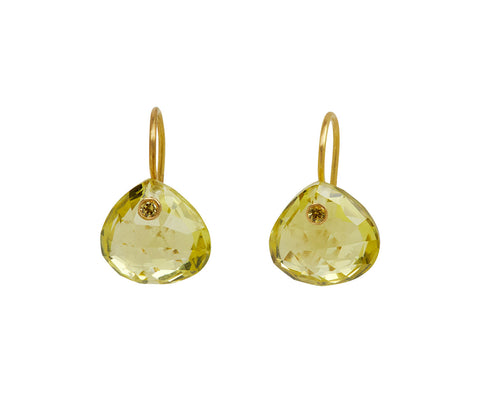 Lemon Quartz and Yellow Sapphire Gem Briolette Earrings