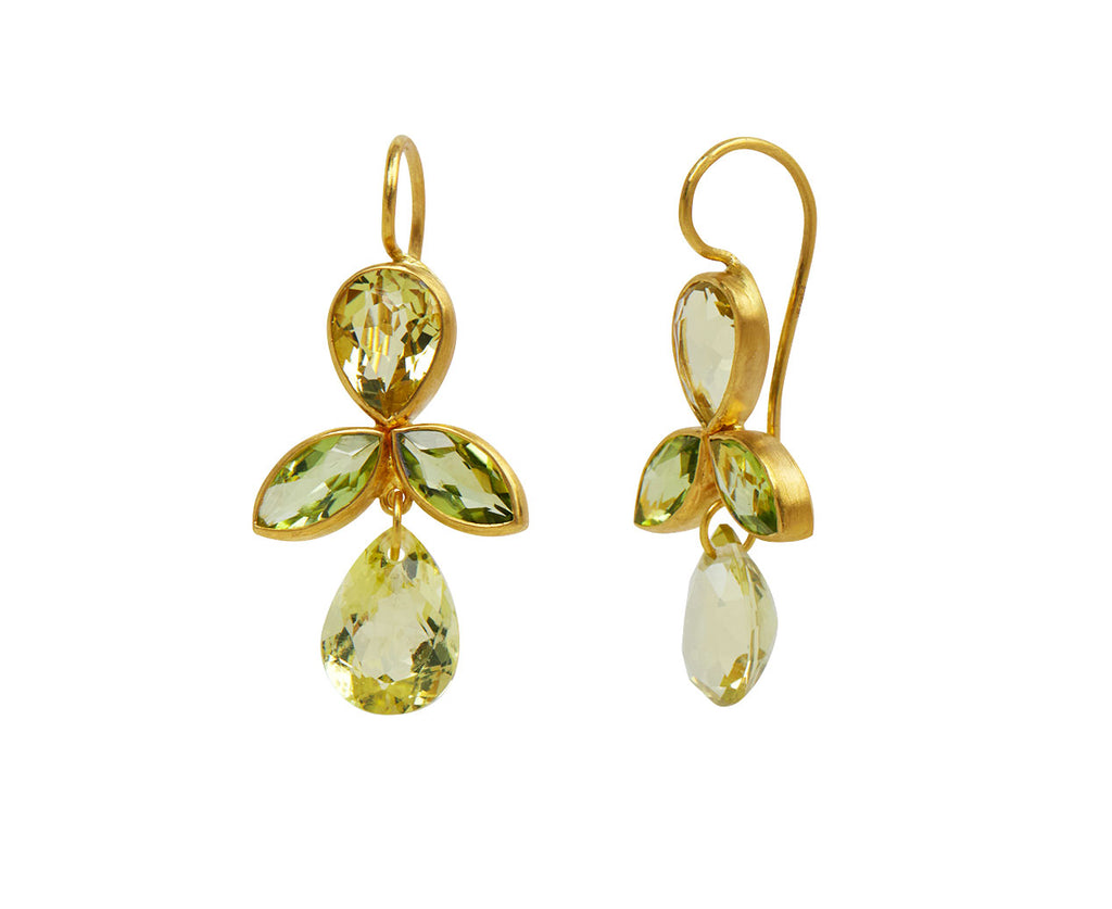 Lemon Quartz and Peridot Fuchsia Earrings