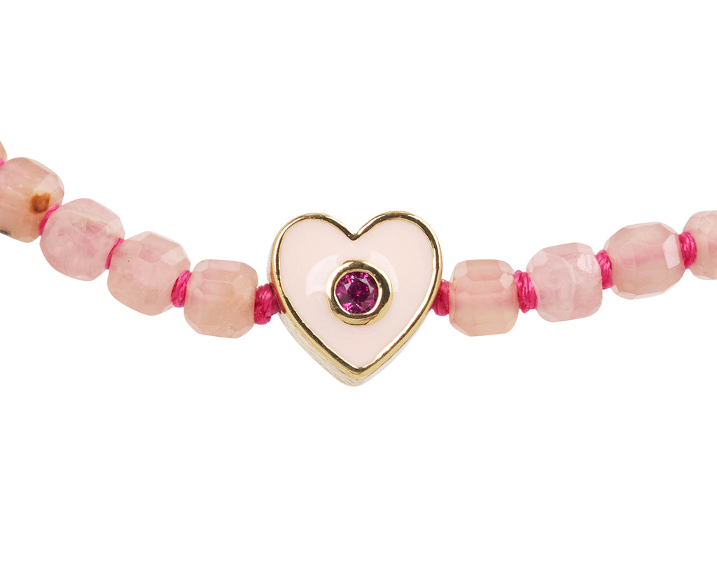 Tai Heart Charm Beaded Bracelet - Closeup
