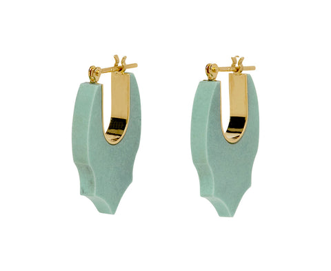 Olive Variscite Crest Earrings