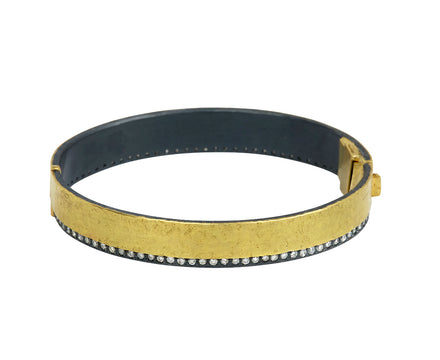 Gold and Diamond Stripe Bangle Bracelet