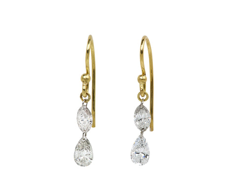 Marquise and Pear Diamond Dangle Earrings