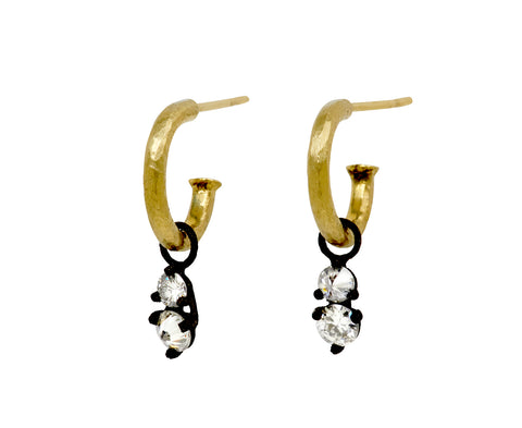 Double Diamond Small Hoop Earrings
