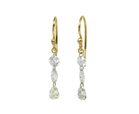 Mixed Cut Diamond Drop Earrings